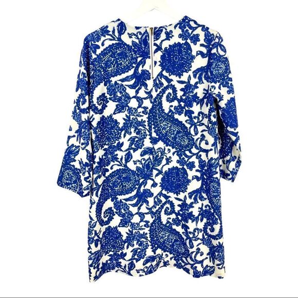 DARLING Porcelain Blue White Paisley Floral Print Brigette Tunic Dress Size S - Picture 4 of 8